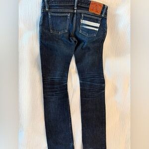 Momotaro dark wash White Warrior Stripe pocket sz 28